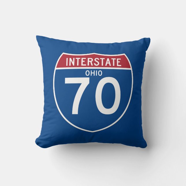 Ohio OH I-70 Interstate Highway Shield - Throw Pillow (Front)