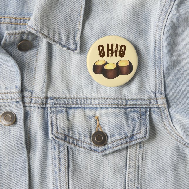 Ohio OH Peanut Butter Buckeye Buck Eye Nut Candy 2 Inch Round Button (In Situ)