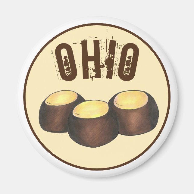 Ohio OH Peanut Butter Buckeye Buck Eye Nut Candy Magnet (Front)