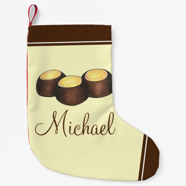 Ohio OH Peanut Butter Buckeye Buck Eye Nut Candy Small Christmas Stocking (Front)