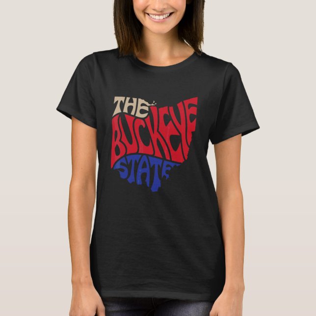 Ohio Oh Us State Shape Motto T-Shirt (Front)