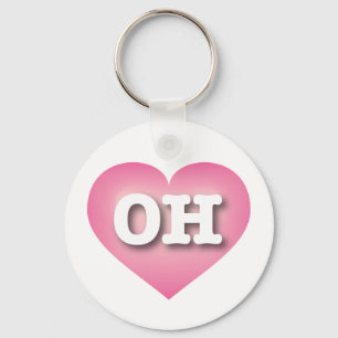 Ohio Pink Fade Heart - I love OH Keychain