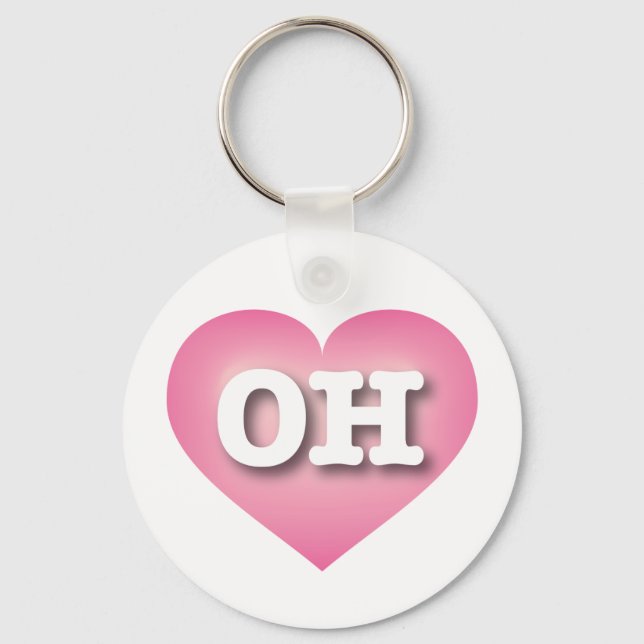 Ohio Pink Fade Heart - I love OH Keychain (Front)
