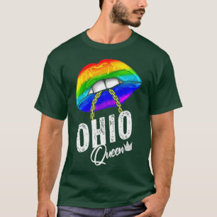 Ohio Queen LGBTQ Gay Pride American Rainbow Lips T-Shirt