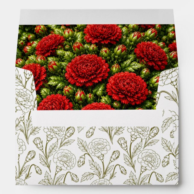 Ohio Red Carnation Wedding Envelope (Back (Bottom))