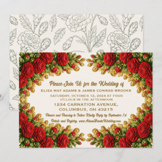 Ohio Red Carnation Wedding Invitation