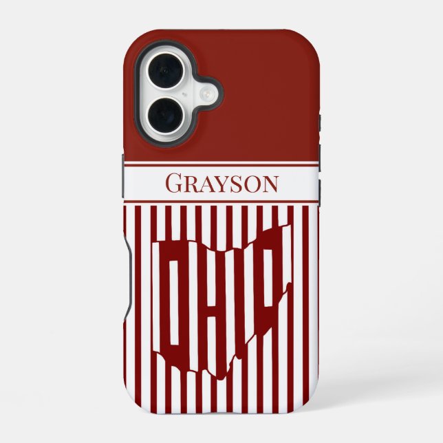 Ohio Red Stripe iPhone 16 Case (Back)