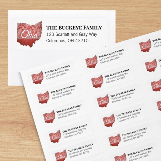 Ohio Salutations Retour Adresse Étiquettes (Send your Ohio greetings with extra buckeye state pride with these return address labels. )