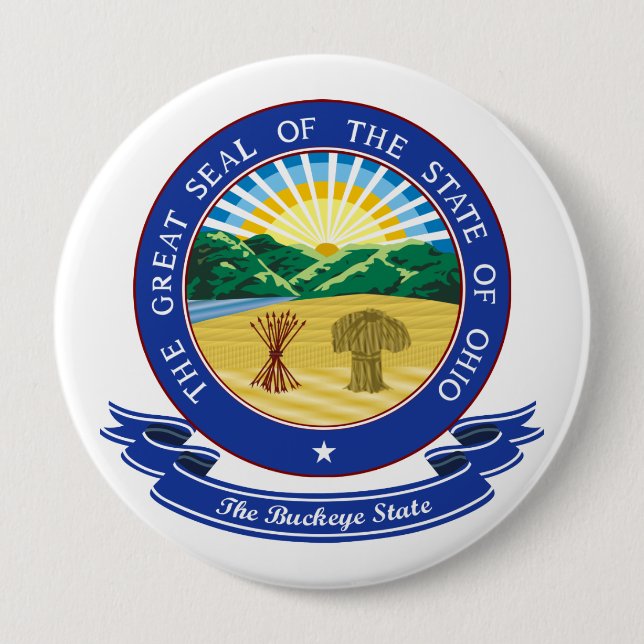 Ohio Seal 4 Inch Round Button (Front)