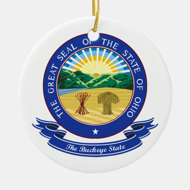 Ohio Seal Ceramic Ornament (Front)