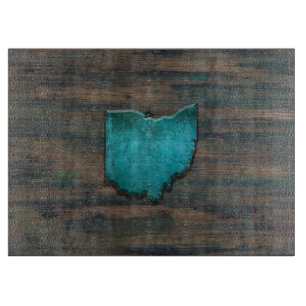 Ohio Shape Teal Cutting Board