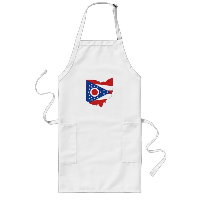 Ohio Shaped Buckeye State Flag Ohioan Long Apron (Front)