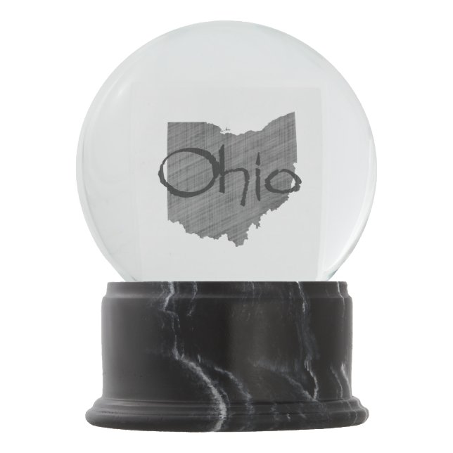 Ohio Shaped Vintage Grey Chalkboard Name Snow Globe (Front)