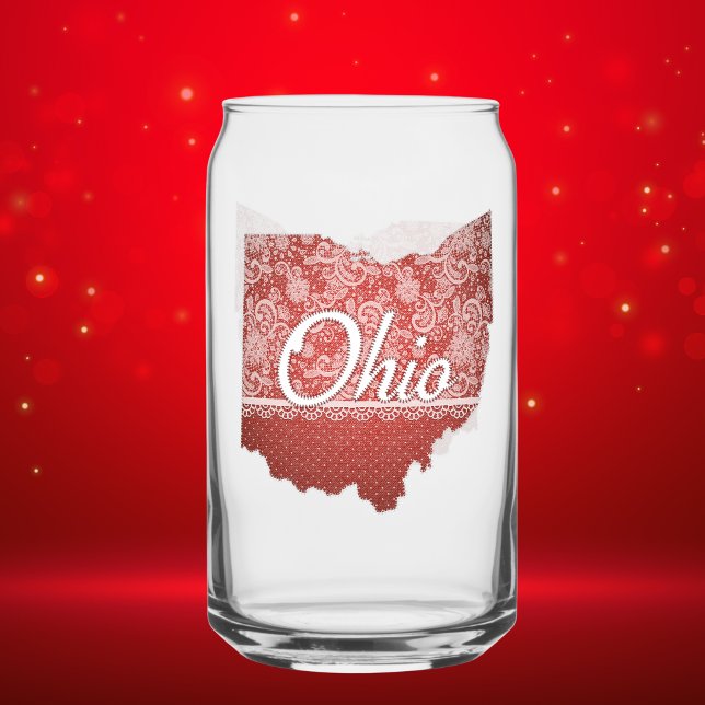 Ohio Souvenir cadeau pour elle (A pretty red Ohio state map with a feminine vibe makes this can cup a one of a kind gift for her.)