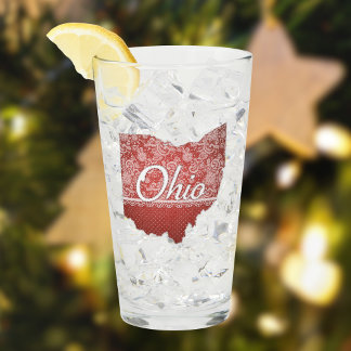 Ohio Souvenir Verre Rouge Polka Dot State Carte