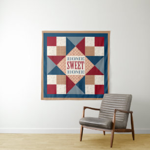 Ohio Star Quilt Block - Home Sweet Home Tapestry