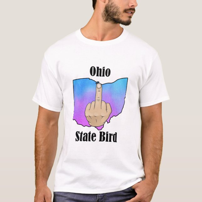 Ohio state bird t-shirt middle finger colour (Front)