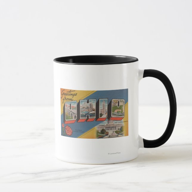 Ohio (State Capital/Flower) - Large Letter Scene Mug (Right)