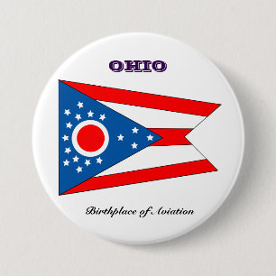 Ohio state flag and slogan 3 inch round button