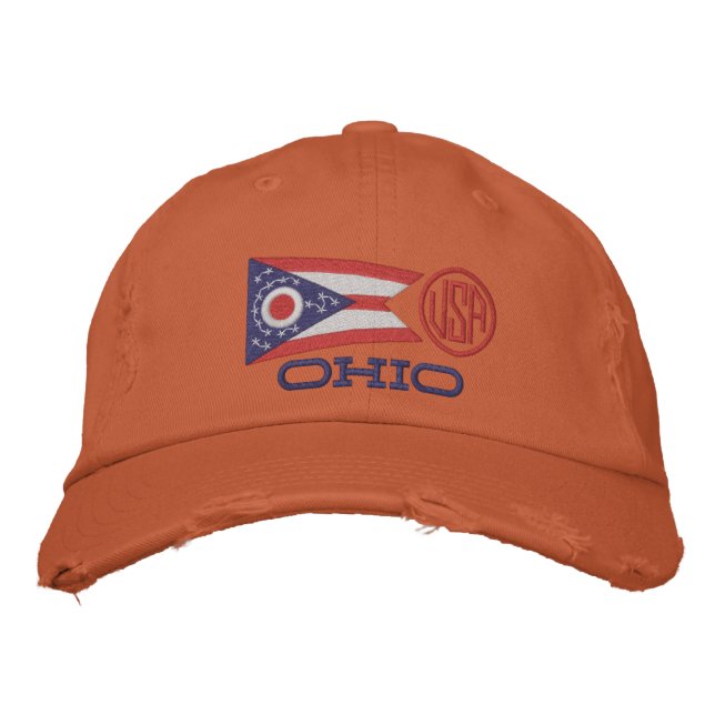 Ohio State Flag Design Embroidered Hat (Front)