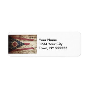 Ohio State Flag on Old Wood Grain