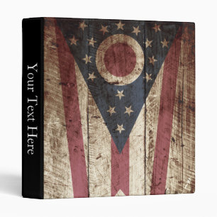 Ohio State Flag on Old Wood Grain Binder