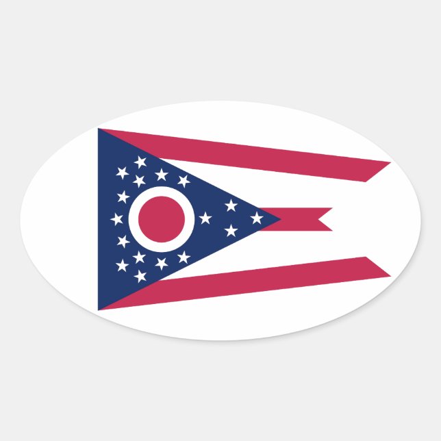 Ohio State Flag Oval Sticker (Front)