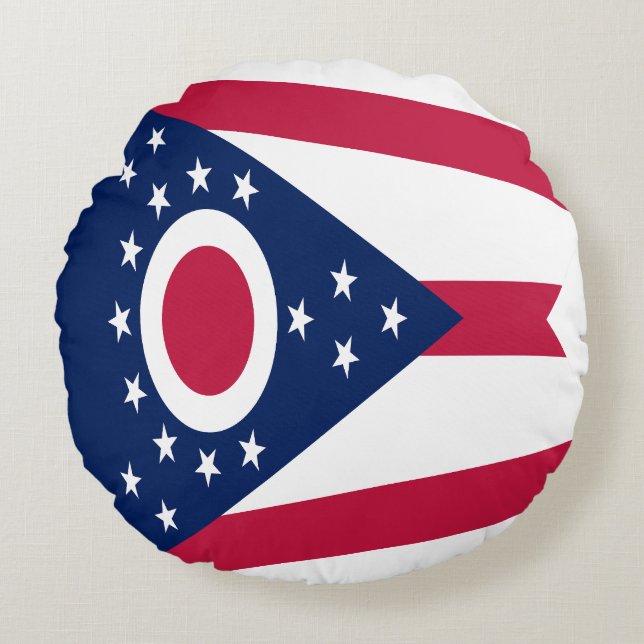Ohio State Flag Round Pillow (Front)