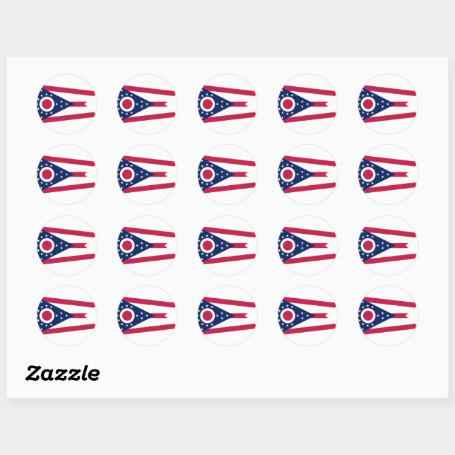 Ohio State Flag USA Classic Round Sticker (Sheet)