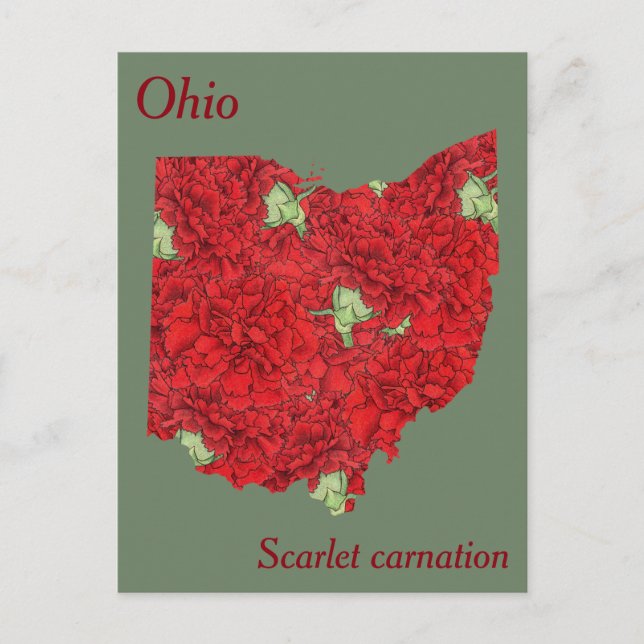 Ohio State Flower Collage Map Postcard (Front)