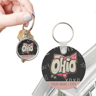 Ohio state of buckeyes pink love accessory keychain