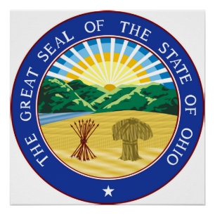 Ohio state seal america republic symbol flag poster