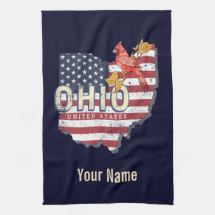Ohio State United States Retro Map Vintage USA Kitchen Towel