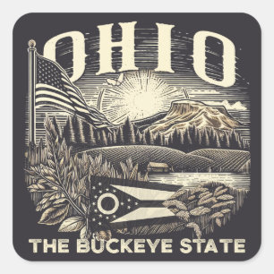 Ohio The Buckeye State Square Sticker