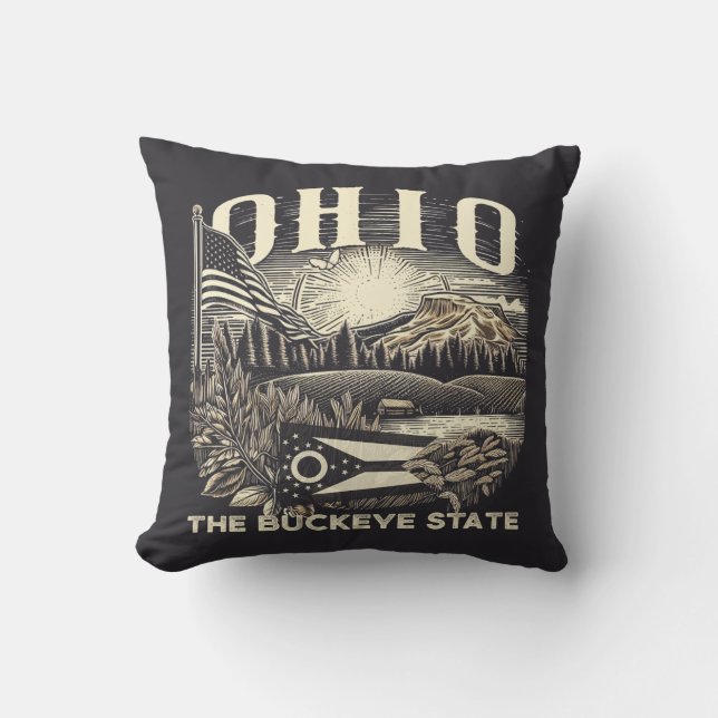 Ohio The Buckeye State Throw Pillow (Front)
