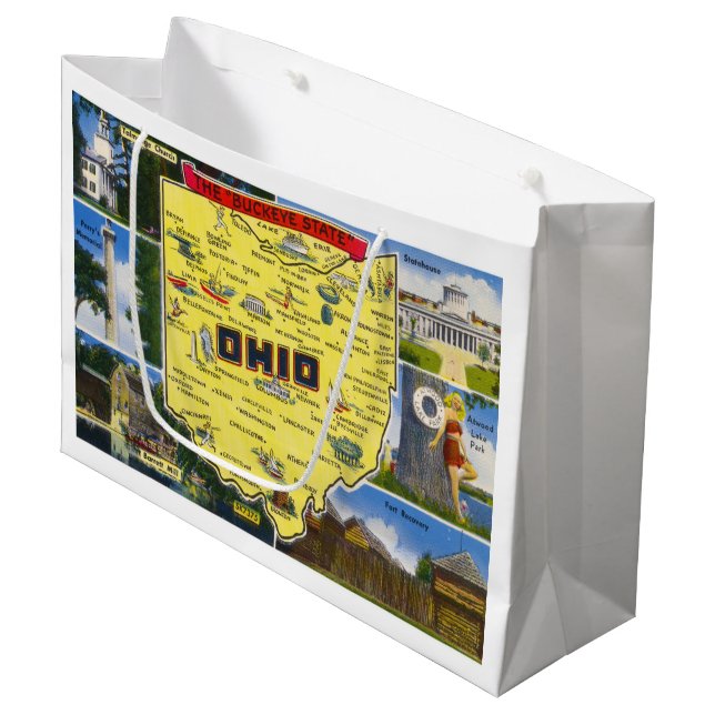 Ohio The Buckeye State vintage Large Gift Bag (Front Angled)