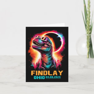 Ohio Total Solar Eclipse 2024 Dinosaur Colourful  Card