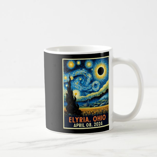 Ohio Total Solar Eclipse 2024 Starry Night Van Gog Coffee Mug (Right)