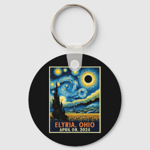 Ohio Total Solar Eclipse 2024 Starry Night Van Gog Keychain