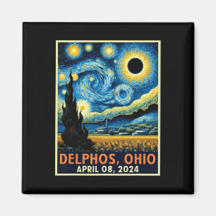 Ohio Total Solar Eclipse 2024 Starry Night Van Gog Magnet