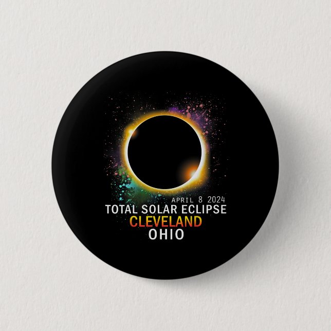 Ohio Total Solar Eclipse April 8 2024  2 Inch Round Button (Front)