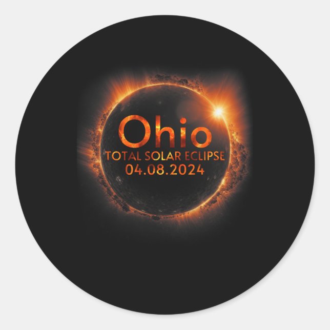 Ohio Total Solar Eclipse April 8 2024 Ohio Solar E Classic Round Sticker (Front)