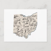 Ohio Vintage Picture Map  Antique Buckeye State Postcard (Front)