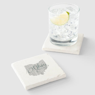 Ohio Vintage Typography Buckeye State Shaped Grey Stone Coaster