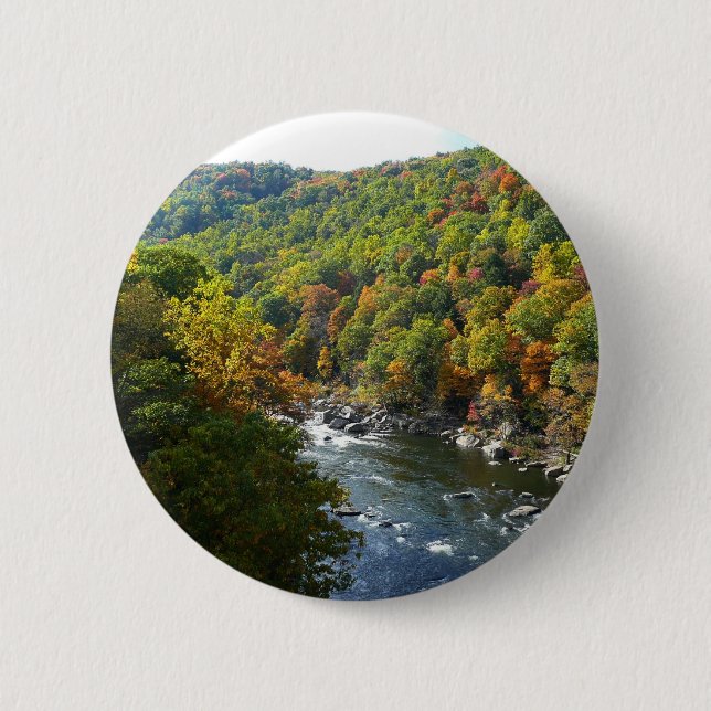 Ohiopyle River in Fall II Pennsylvania Autumn 2 Inch Round Button (Front)