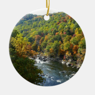Ohiopyle River in Fall II Pennsylvania Autumn Ceramic Ornament