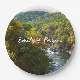 Ohiopyle River in Fall II Pennsylvania Autumn Paper Plate