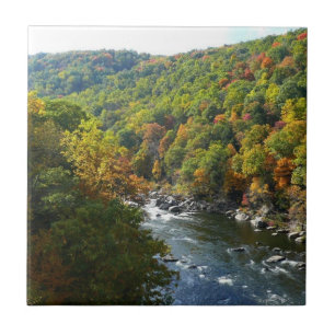 Ohiopyle River in Fall II Pennsylvania Autumn Tile