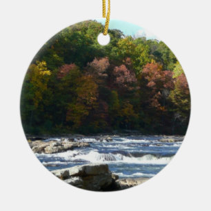 Ohiopyle River Rapids in Fall Pennsylvania Autumn Ceramic Ornament