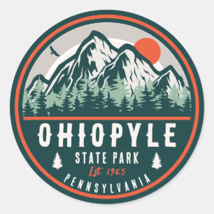 Ohiopyle State Park Pennsylvania Retro Sunset Classic Round Sticker